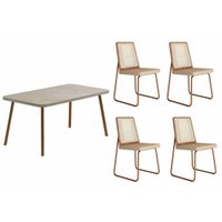 Mesa Sala Jantar Stellar + 4 Cad 1751 Rose/Areia Carraro
