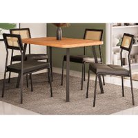 Mesa Sala Jantar Stellar + 4 Cad Lux Preto Carraro