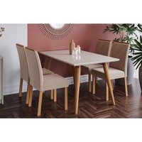 Mesa Sala Jantar Adele + 4 Cad Fernanda Carvalho/Bege Cimol