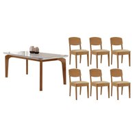 Mesa Sala Jantar Londrina + 6 Cad Havana Natural/Bege Rufato