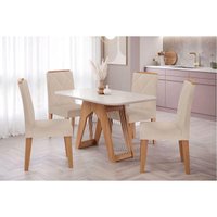 Mesa Sala Jantar Carol + 4 Cad Fernanda Carvalho/Bege Cimol