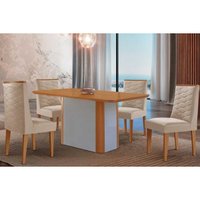 Mesa Sala Jantar Pietá + 4 Cad Dafne Naturale/Creme Rufato