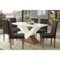 Mesa Sala Jantar Amora + 6 Cad 150 Freijó/Euca Kappesberg