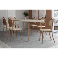 Mesa Sala Jantar Stellar + 6 Cad 1738 Rose/Caramelo Carraro