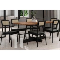Mesa Sala Jantar Átria + 6 Cad Lux Preto Carraro