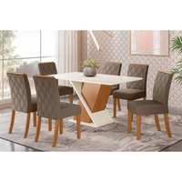 Mesa Sala Jantar Solus + 6 Cad Vita Nature/Bege Henn