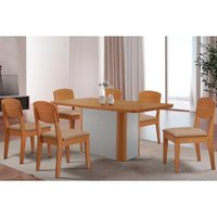 Mesa Sala Jantar Pietá + 6 Cad Havana Naturale/Bege Rufato