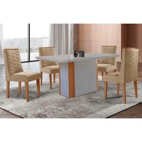 Mesa Sala Jantar Pietá + 4 Cad Dafne Naturale/Bege Rufato