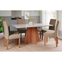 Mesa Sala Jantar Maitê + 6 Cad Clarice Cinamomo/Bege Cimol
