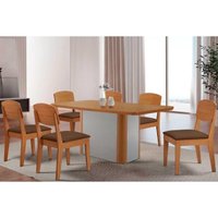 Mesa Sala Jantar Pietá + 6 Cad Havana Naturale/Marrom Rufato