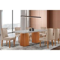 Mesa Sala Jantar Maldivas + 6 Cad Dafne Natural/Creme Rufato