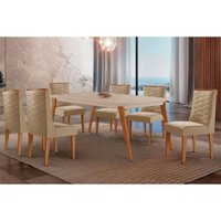 Mesa Sala Jantar Havana + 6 Cad Dafne Naturale/Creme Rufato
