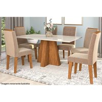 Mesa Sala Jantar Patricia + 6 Cad Taís Nature/Capucc Cimol