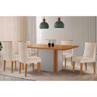 Mesa Sala Jantar Pietá + 6 Cad Dakota Naturale/Creme Rufato