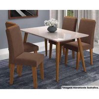 Mesa Sala Jantar Adele + 4 Cad Milena Nature/Choco Cimol