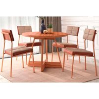 Mesa Sala Jantar Átria + 4 Cad Neo Rose/Caramelo Carraro
