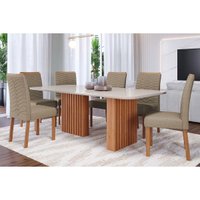 Mesa Sala Jantar Ester + 6 Cad Clarice Nature/Choco Cimol