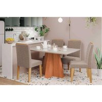 Mesa Sala Jantar Maitê + 4 Cad Clarice Cinamomo/Bege Cimol