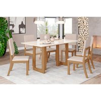 Mesa Sala Jantar Yara + 6 Cad Milla Nature/Light Henn