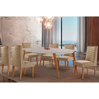 Mesa Sala Jantar Havana + 6 Cad Dafne Naturale/Bege Rufato