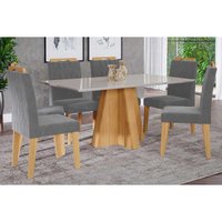 Mesa Sala Jantar Patricia + 6 Cad Paola Nature/Grafite Cimol