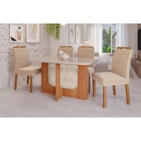 Mesa Sala Jantar Louise + 4 Cad Paola Cinamomo/Nude Cimol