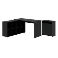Mesa Escrivaninha Em L 140X130 cm E Balcao 60 cm Preto Artany