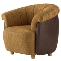 Poltrona Decorativa Alce Pes Madeira Linho Color Trend E Courino TCA 219 TCS 721 MOLL