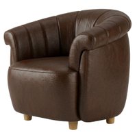 Poltrona Decorativa Alce Pes Madeira Courino TCS 721 MOLL