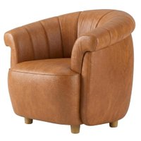Poltrona Decorativa Alce Pes Madeira Courino TCS 727 MOLL