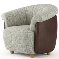 Poltrona Decorativa Alce Pes Madeira Boucle E Courino TCE 1018 TCS 721 MOLL