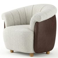 Poltrona Decorativa Alce Pes Madeira Boucle E Courino TCE 1010 TCS 721 MOLL
