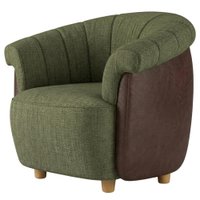Poltrona Decorativa Alce Pes Madeira Linho Color Trend E Courino TCA 307 TCS 721 MOLL