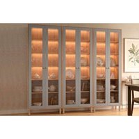 Cristaleira Sala Brilhante LED Reflecta 210cm Platina MGM