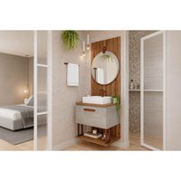 Conjunto Banheiro c/Esp Duna/Lua 60cm Cimento/Freijo MGM