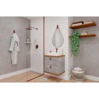 Conjunto Banheiro c/Espelho Milano/Gota 60cm Cimento MGM
