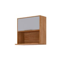 Armário Aéreo Cozinha Brilhante 1 Pt Nicho 80cm Platina MGM