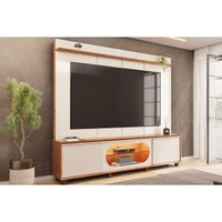 Rack c/Painel p/ TV 75 Pol Maia 208cm White/Freijó DJ Móveis