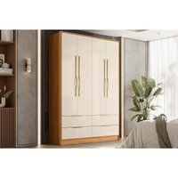 Guarda Roupa Casal Domo 4 Portas Cinamon/Off White Demóbile