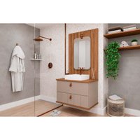 Conjunto Banheiro c/Espelho Milano/Monet 80cm Cappuccino MGM