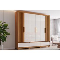 Guarda Roupa Casal Kaian 6 Portas Cinamomo/Off White Henn