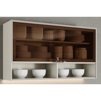 Armário Aéreo Cozinha Fineze 1Porta c/Vidro 120cm Areia Henn