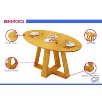 Mesa Sala Jantar Celeste+6 Cadeiras Nara Bege DJ Móveis