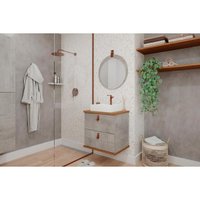 Conjunto Banheiro c/Esp Milano/Lua 60cm Cimento/Freijo MGM