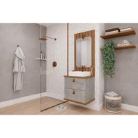 Conjunto Banheiro c/Espelho Milano/Monet 60cm Cimento MGM