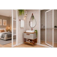 Conjunto Banheiro c/Espelho Duna/Gota 60cm Cimento MGM