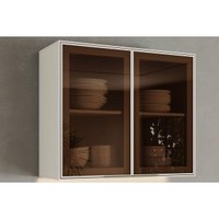 Armário Aéreo Cozinha Fineze 2Portas Vidro 80cm Areia Henn