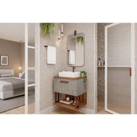 Conjunto Banheiro c/Espelho Duna/Monet 60cm Cimento MGM