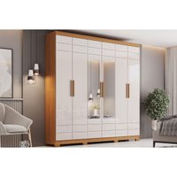 Guarda Roupa Casal Flora 06 Portas Cinamomo/Off White Henn