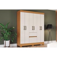 Guarda Roupa Casal BS04 6 Pts 2 Gavs Cinamomo/Off White Henn
